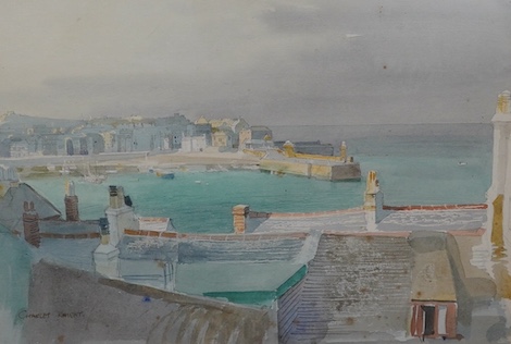 Charles Knight R.W.S., R.O.I (1901-1990), watercolour, Harbour view, 25.5 x 37cm. Condition - fair to good